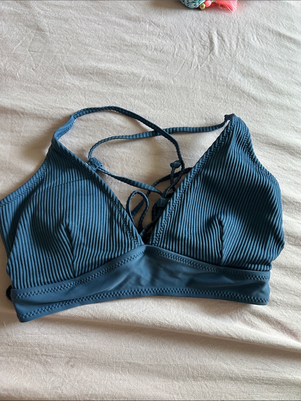 Ribbed Strappy Bralette - Teal